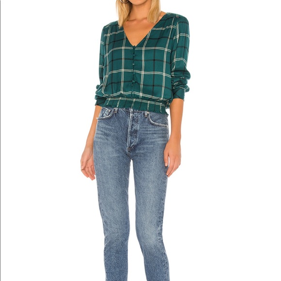 Fool For You Smocked Top in Mineral Plaid - Picture 4 of 4